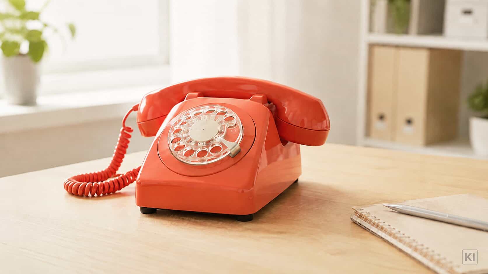 Rotes Telefon auf dem Schreibtisch: nächste Schritte mit INFAR besprechen